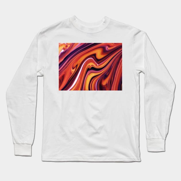 Fiery Fusion: A Warm-Colored Abstract Art Piece Long Sleeve T-Shirt by aestheticand